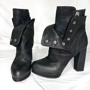 Vera Wang Designer Marilyn platform leather edgy moto grunge bootie